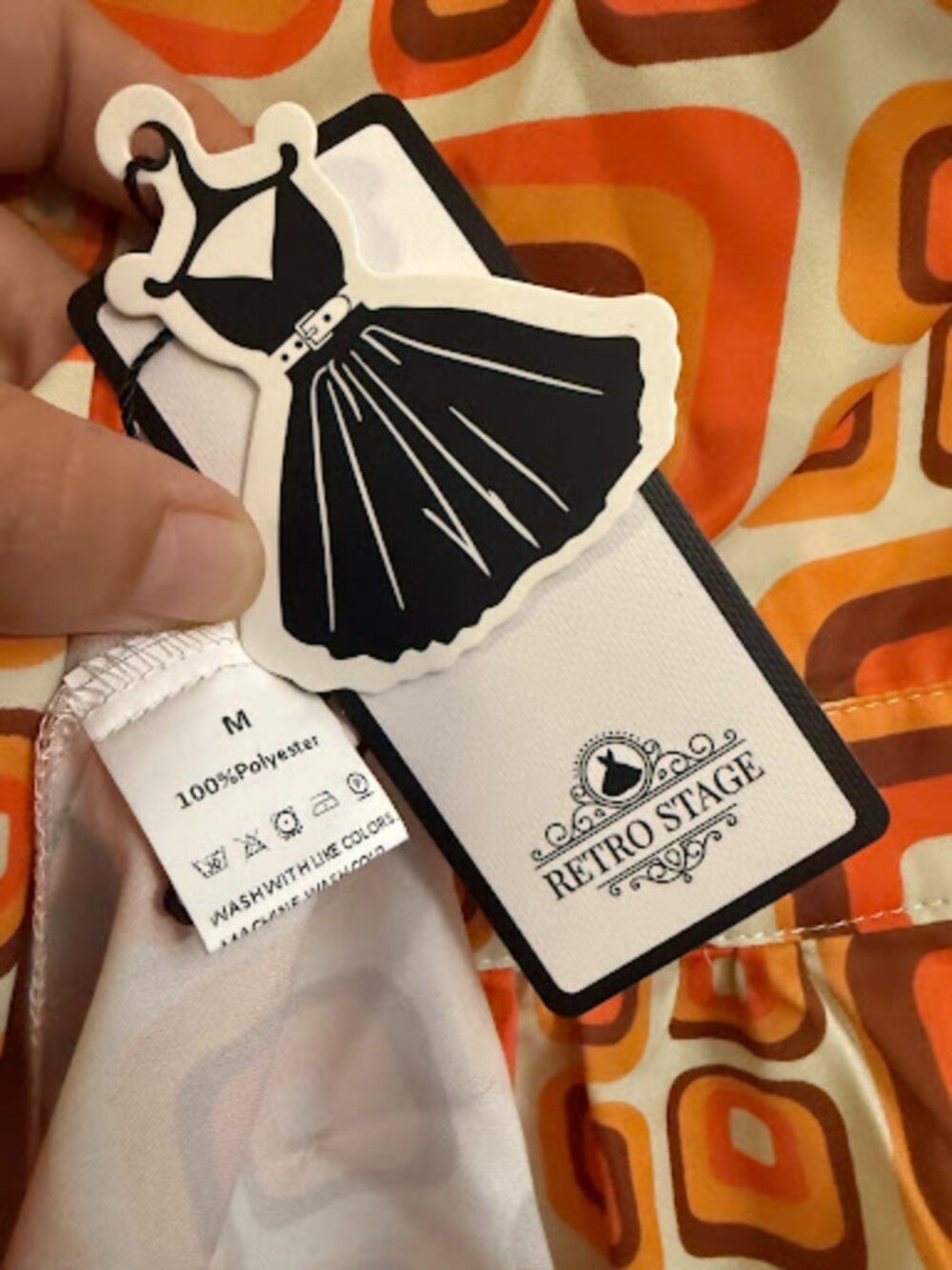 Retro Stage Orange 1970s Geometric Halter Jumpsuit NWT Medium - Picture 3 of 5